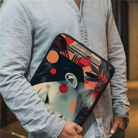 Female Face Mac Book Pro 16" Sleeve - Cool Laptop Accessories - Abstract Sleeves - Picture 3 of 5